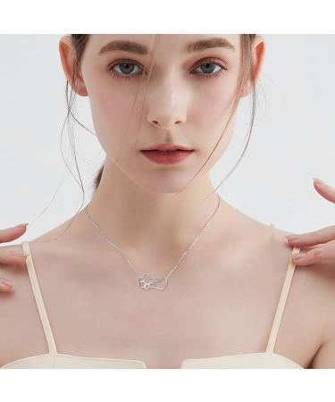 ONEFINITY Sterling Silver Paw Print Heart Necklace with Crystal - Pet Lover Jewelry Gift - Buy Online on GoSupps.com