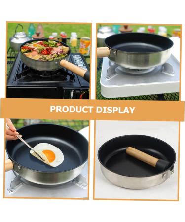 BCOATH Camping Portable Pan Egg Pan Flat Skillet Camping Cookware Griddle Pan Stainless Steel Cookware Pans Portable Camping Pan Mini Egg Cooker Multi-Function Pan Non Stick Wok Wood - Buy Online on GoSupps.com