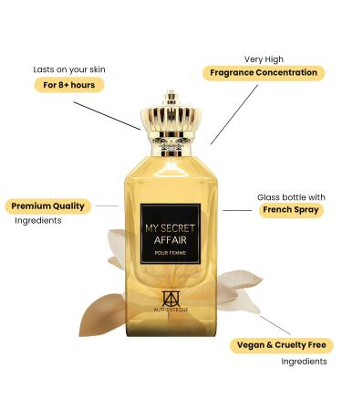 My Secret Affair Parfum for Women-Inspired by JPG's Scandal -Long-Lasting Fragrance with Jasmine Orange Blossom Freesia & Lilly of the Valley 3.4 Fl Oz (100ml) Cruelty-Free & Elegant Scent EDP - Buy Online on GoSupps.com