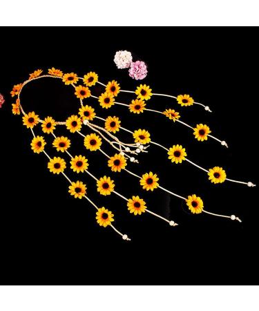 Bohemian Flower Headband Sunflower Crown Set for 70s Hippie Hair Accessories - Buy Online on GoSupps.com