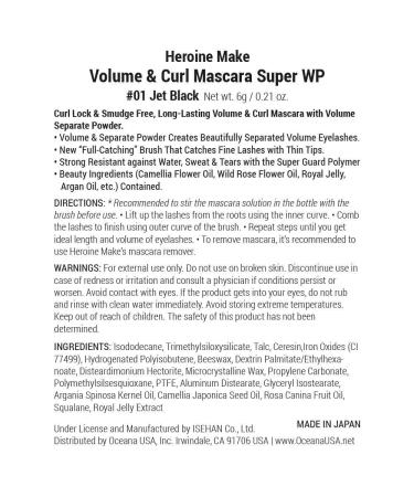 KissMe Heroine Make Super Waterproof Volume & Curl Mascara #01 Super Black - 0.21 oz - Buy Online on GoSupps.com