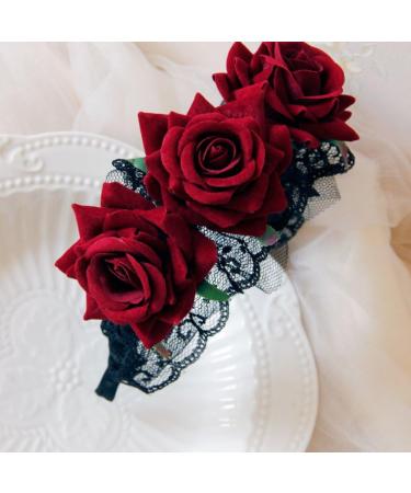 Day of The Dead Floral Headband with Long Veil Flower Crown Festival Headband (Style D) - Buy Online on GoSupps.com