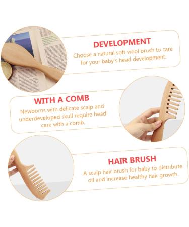 TOYANDONA 2pcs Wool Wooden Baby Hair Brush Set for Kids - Infant Bath Tool Sets Comb with Wooden Hairbrush and Woolen Brushes - Buy Online on GoSupps.com