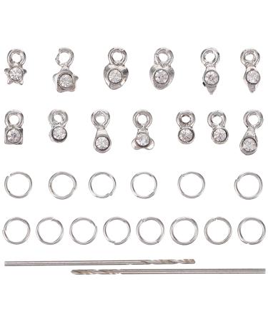 Healifty Nail Jewels Nail Piercing Jewelry 2 Sets Dangle Nail Art Charms 3D DIY Nail Jewelry Decoration Metal Rhinestones Nail Piercing Tool for Nails Jewelry Crafting Nail Decoration Heart Pendant