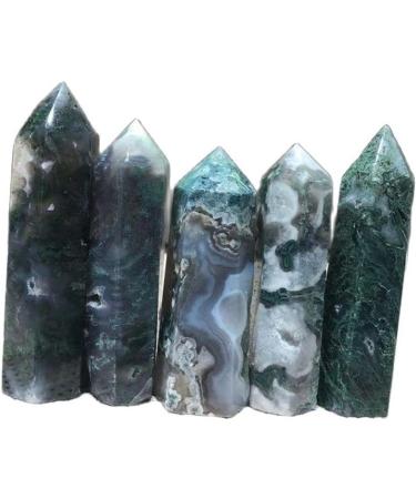Double Happy Healing Crystal - Natural Green Moss Agate Quartz Point Tower (70-90mm) | Healing Crystals for Home Decoration & Unique Gifts - Buy Online on GoSupps.com