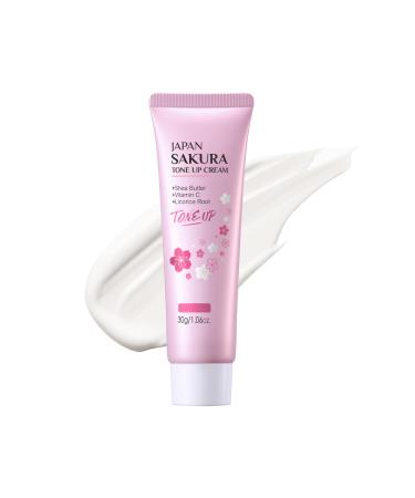 Facial Moisturizer Tone-up Cream Sakura Essence Glow Face Moisturizer Cream Hydrating & Smooth Dry Skin Lightweight Nourishing Facial Skin Instant Tone-up Lazy Face Cream (30g) 30g 1.06 Fl Oz (Pack of 1)
