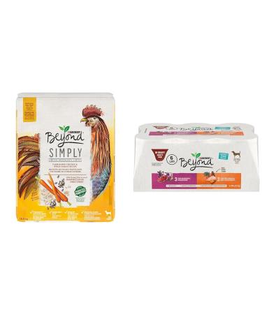 Beyond Simply Natural Dry Dog Food Farm-Raised Chicken & Whole Barley- 10.8 kg Bag & Natural Wet Dog Food in Gravy Variety Pack 2 Flavours - 354 g Can (6 Pack) 10.8 kg (Pack of 1)+ 354 g (Pack of 1)