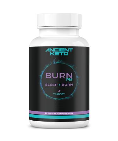 Burn PM Diet Support Sleep Aid Pills Melatonin Free Green Tea Extract and Valerian Root Supplement for Men and Women by Ancient Keto (60 Vegan Capsules) Night