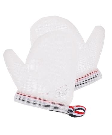 minkissy 2 Pairs Anti-eating Gloves Mittens Bassinet Newborn Pacifier Kids Pacifier Weaning Necessities Items Thumb Baby White Nylon Boy Anti-scratch Nail Biting