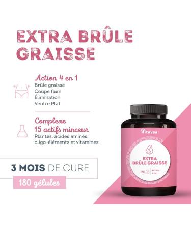 Vitavea Extra Fat Burner 15 Active 4-in-1 - Weight Loss Hunger Cutter Flat Stomach Powerful Fat Burner - Green Tea Guarana Konjac L Carnitine Chrome - 180 Capsules - Made in France - Buy Online on GoSupps.com
