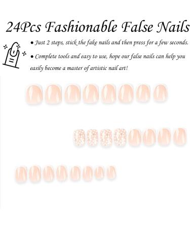 French Daisy Short Square Press On Nails - 24Pcs White Fake Nails | Removable Glue-On Acrylic Full Cover Stick On Nails for Women and Girls - Nail Art Accessories - Buy Online on GoSupps.com