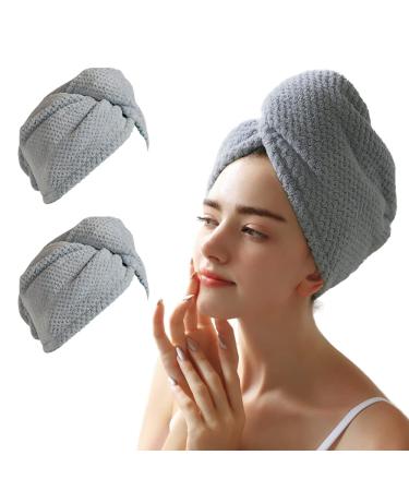 LIVIN'MADE Microfiber Hair Towel Wrap for Women Super Absorbent Quick Dry Hair Turban for Drying Curly Long & Thick Hair (Light Grey)
