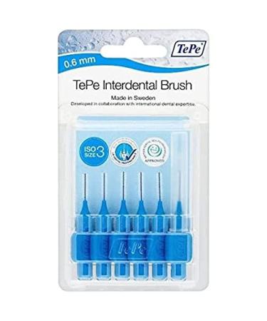 Tepe interdental brushes in blistPack 0.6 mm blue 1 x 6 pieces Blue 6 pieces (1 pack)