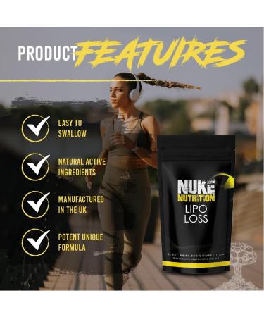 Nuke Nutrition Lipo Loss Tablets - 60 Tablets | Maximum Strength Weight Loss | Fast-Acting Keto Shred Fat Burner with Ginseng, Green Tea, Acai Berry & Caffeine - Buy Online on GoSupps.com