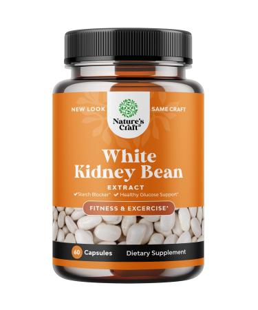 Natural White Kidney Bean Extract - White Kidney Bean Energy Booster AMPK Activator and Antioxidant Capsules - Digestive Health Dietary Fiber Supplement and Workout Supplement for Men and Women 60 Count (Pack of 1)