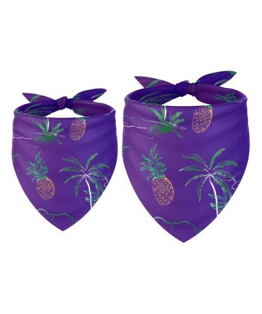 Dog hollow cloth triangular cloth with pineapple coconut tree for small medium -sized and large dogs and cats pet sake triangular cloth bib 2 pieces multicolored 4