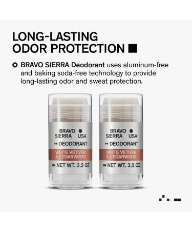 Aluminum-Free Deodorant for Men by Bravo Sierra 3-Pack-Contains Natural Ingredients Long Lasting All-Day Odor and Sweat Protection-White Vetiver & Cedarwood 3.2 oz-Paraben-Free Vegan & Cruelty-Free White Vetiver & Cedarwood 3.2 Ounce (Pack of 3) - Buy Online on GoSupps.com