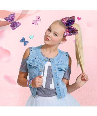 2 Pack Siwa Style Hair Bows for Girls - 8 Inch Large Ribbon Hair Barrettes Set | Mermaid Bows Accessories | Best Xmas Gift - Buy Online on GoSupps.com