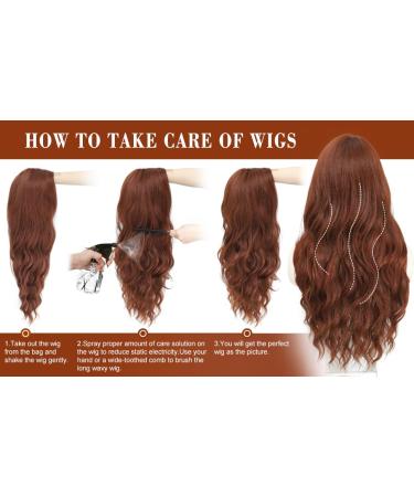 Porsmeer Copper Red Wavy Natural Art Hair Wig for Women | Middle Parting Cosplay & Party Wig - Perfect for Costumes & Daily Wear - Buy Online on GoSupps.com