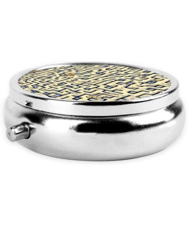 Labyrinth Treasure Map Round Pill Box | 3 Compartment Travel Pill Organizer | Portable Medication Storage for Travel - Buy Online on GoSupps.com