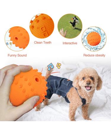 Buy Laroo Durable Natural Rubber Dog Ball - Squeaker Toy for Small & Large Dogs - 6.5cm Orange - Buy Online on GoSupps.com