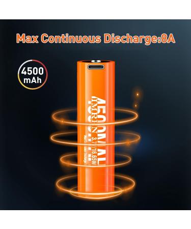 Buy Imren 3.7V 4500mAh Rechargeable Button Top Battery with USB-C for Flashlights Headlamps & More - International Shipping Available - Buy Online on GoSupps.com