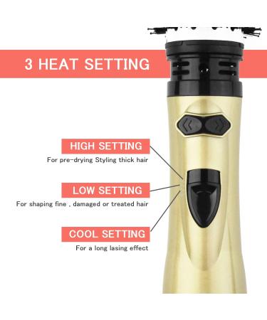 2-in-1 Electric Hot Air Hair Dryer & Curling Comb - Gold | Stylish Curly Hairstyles for Salon & Home - Buy Online on GoSupps.com