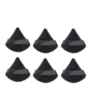 1-12Pcs Triangle Velvet Powder Puff Flours Mini Face Makeup Sponge Cosmetics Soft Cotton Face Powder Puff Lightweight Washable (Color : 6Pcs-Black)