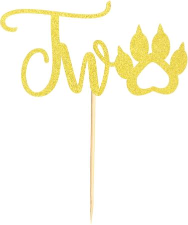 Arthsdite Paw 2nd Birthday Cake Topper Two Birthday Cake topper Decoration for baby Dog Paw Cake Topper Photo Booth Props Smach Cake Decoration - Golden Glitter Paw Two - Buy Online on GoSupps.com