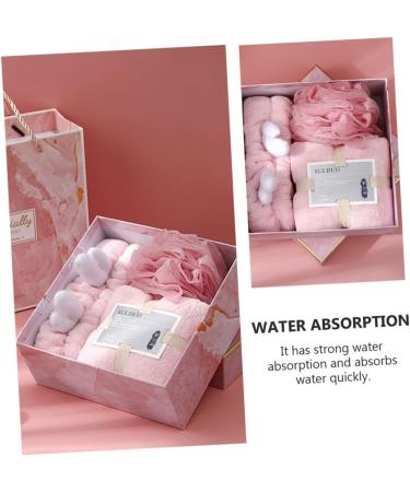 Angoily 1 Set Three Piece Bath Set Skin-Friendly Spa Hair Body Scrubber Puff Exfoliating Body Face Washing Hairband Shower Birthday Present Coral Fleece Finished Product Pink - Buy Online on GoSupps.com