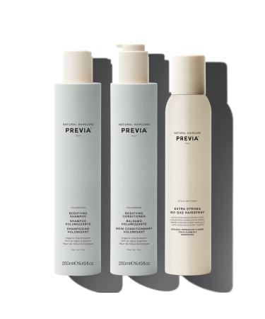 Previa Volumising Bodifying Hair Kit - Volumizing Shampoo and Conditioner (8.45 oz) and Extra Strong Hairspray (6.7 oz)