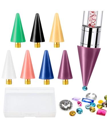 DOKLY 7 Pieces Replacement Wax Head Tips Nail Rhinestones Picker with Case for Diamond Painting Pens Head Accessories