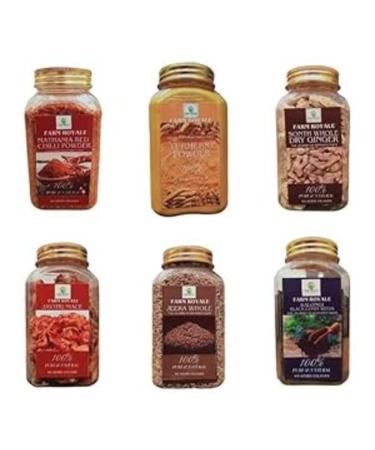 Farm Royale Spice Combo(Turmeric Powder Dry Ginger Javitri Mathania Red Chilli(Lal Mirch) Powder Jeera Whole Kalongi)
