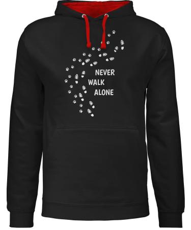 Shirtracer - sweater men women hoodie contrast two -colored - gift for dog owners - Never Walk Alone Pfotenpr cke S 1 black/red