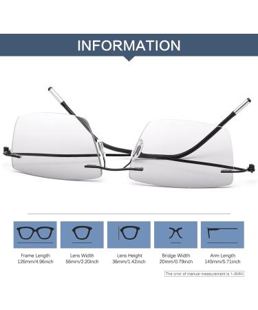 YIMI Rimless Progressive Multifocal Reading Sunglasses - Blue Light Blocking Trifocal Sun Readers for Men & Women | Black 3.0x - International Shipping Available - Buy Online on GoSupps.com
