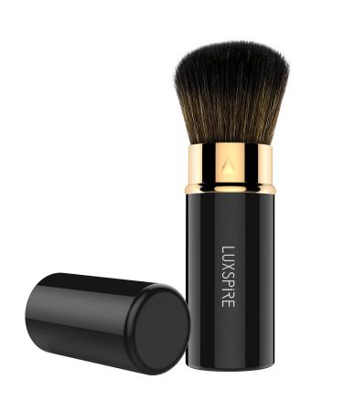 Blush Brush Makeup, Luxspire Professional Powder Brush, Retractable Kabuki Brush for Travel, Blush Bronzer, Contouring Blending, Buffing, Powder Foundation Blush, Portable Makeup Brush Black