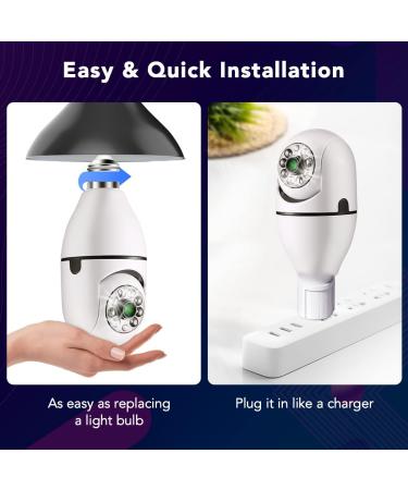 Light Bulb Security Camera 1080P WiFi 2Pack with 64GB SD Card | Motion Detection, Night Vision, Alexa & Google Assistant Compatible - Buy Online on GoSupps.com