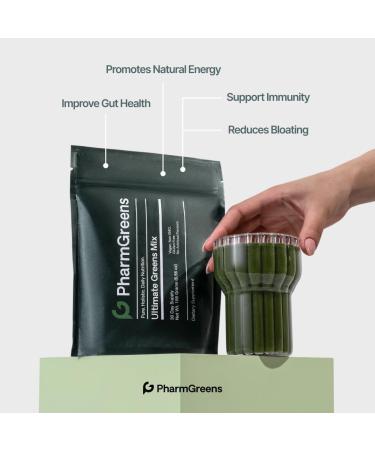 PharmGreens Super Greens Ultimate Greens Mix 30 Day Supply Spirulina Kale Barley Wheatgrass Chlorella Antioxidants Berries Multi Vitamin 186g - Buy Online on GoSupps.com