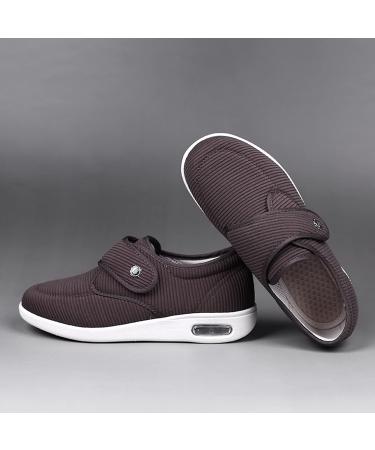 Extra Wide Diabetic Walking Shoes for Elderly | Adjustable Strap, Lightweight & Comfortable | Brown - Size 9 - Buy Online on GoSupps.com