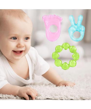 3-Pack Frozen Water Teether Teething Toys for Babies 0-6 Months - BPA Free Soothing Teether Set in Blue/Pink/Green - Buy Online on GoSupps.com
