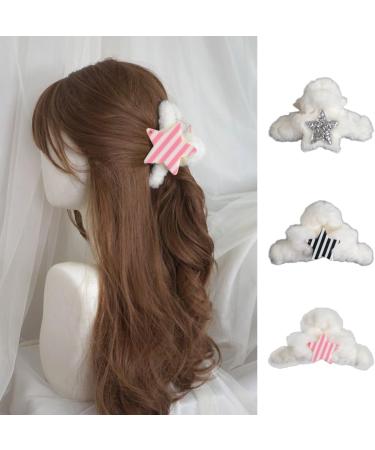 Limtula Cute Hair Claw Clips Furry Hair Jaw Clip Cute Hair Catch Barrettes Ponytail Holder Hair Props Single black stripe - Buy Online on GoSupps.com