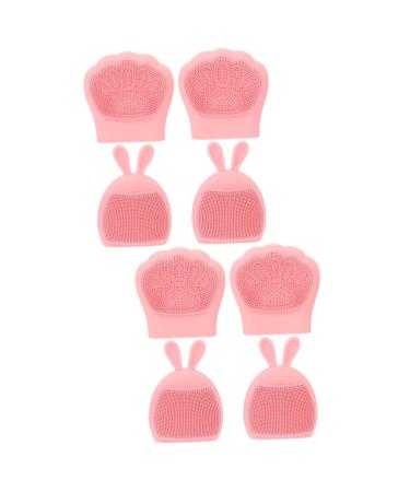 FOMIYES 8 Pcs Rabbit Ears Facial Brush Face Cleaner Face Massager Hand Held Massager Handheld Massagers Facial Cleansing Brush Facial Cleaning Brush Pore Brush Household Miss Silica Gel Light Pinkx2pcs 7.5x7.5cmx2pcs