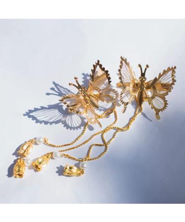 ZMMG Butterfly Hair Clips - Gold & Silver Moving Tassel Hair Clips for Women & Girls (2pcs) - Buy Online on GoSupps.com