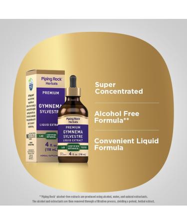 Piping Rock Gymnema Sylvestre Extract Liquid | 4 Fl Oz | Vegetarian Alcohol Free Tincture Drops | Non-GMO Gluten Free Supplement - Buy Online on GoSupps.com