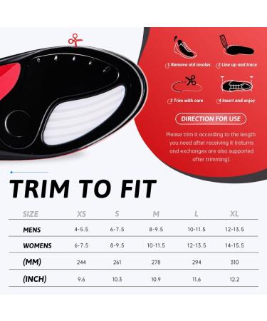 Plantar Fasciitis Arch Support Insoles for Men & Women | Heavy Duty Pain Relief Orthotics for Flat Feet | Upgrade Comfort for Work Boots | Black - Size M:10.9 (Men 8-9.5/Women 9-10.5 - Buy Online on GoSupps.com