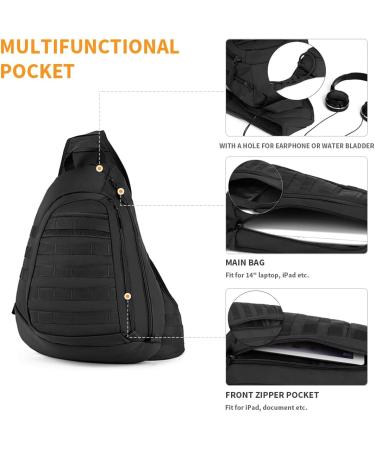 HUNTVP Tactical Breast Pocket Military Shoulder Bag - Molle Triangle Pack Crossbody - Waterproof Slingbag with Adjustable Strap - Ideal for Everyday Use - Black - Buy Online on GoSupps.com