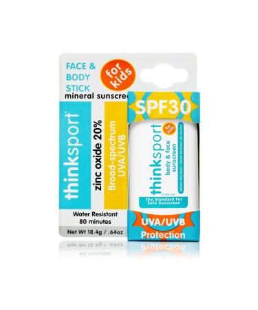 Thinksport Kids Sunscreen Stick SPF 30 - Face & Body Protection (0.64 oz) - Buy Online on GoSupps.com