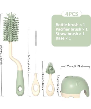 4Pcs Baby Bottle Brush Set | Teat & Bottle Cleaner with Stand | Food Grade Silicone | BPA-Free & Odor-Free | Fast Drying & Foaming Brush - Buy Online on GoSupps.com