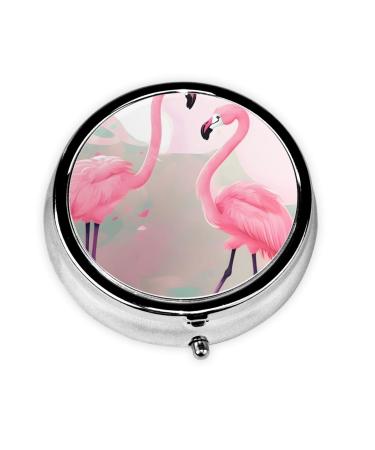 Love Flamingoround Pill Box 3 Compartment Round Pill Box Organizer # Portable Travel Pill Box for Traveling.