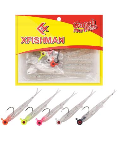 Tube Bait Crappie Lures Tube Jigs Heads Panfish Kit Crappie Bait Fishing  Lure Gear Small Soft Plastic Worm Baits for Freshwater Pan Fish Trout  Tackle
